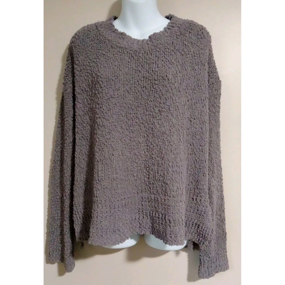listicle Women Grey Open Knit Longsleeve‎ Soft Relaxed Fit Sweater Size S